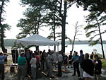 June 2002 "Ice Cream and Information" event at Snake Pond in Sandwich, MA. Local citizens were able to speak one-on-one with representatives from the Impact Area Groundwater Study Program, the Installation Restoration Program, the US Environmental Protection Agency, the Massachusetts Department of Environmental Protection, the Massachusetts Department of Public Health, and the Sandwich Board of Health.