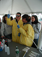 April 2002 Environmental Fair—Students learning about methods the groundwater sampling methods.
